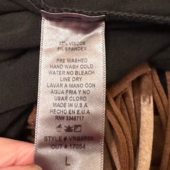 T*Party Black/brown tie dye fringed skirt, size L - Picture 7 of 8